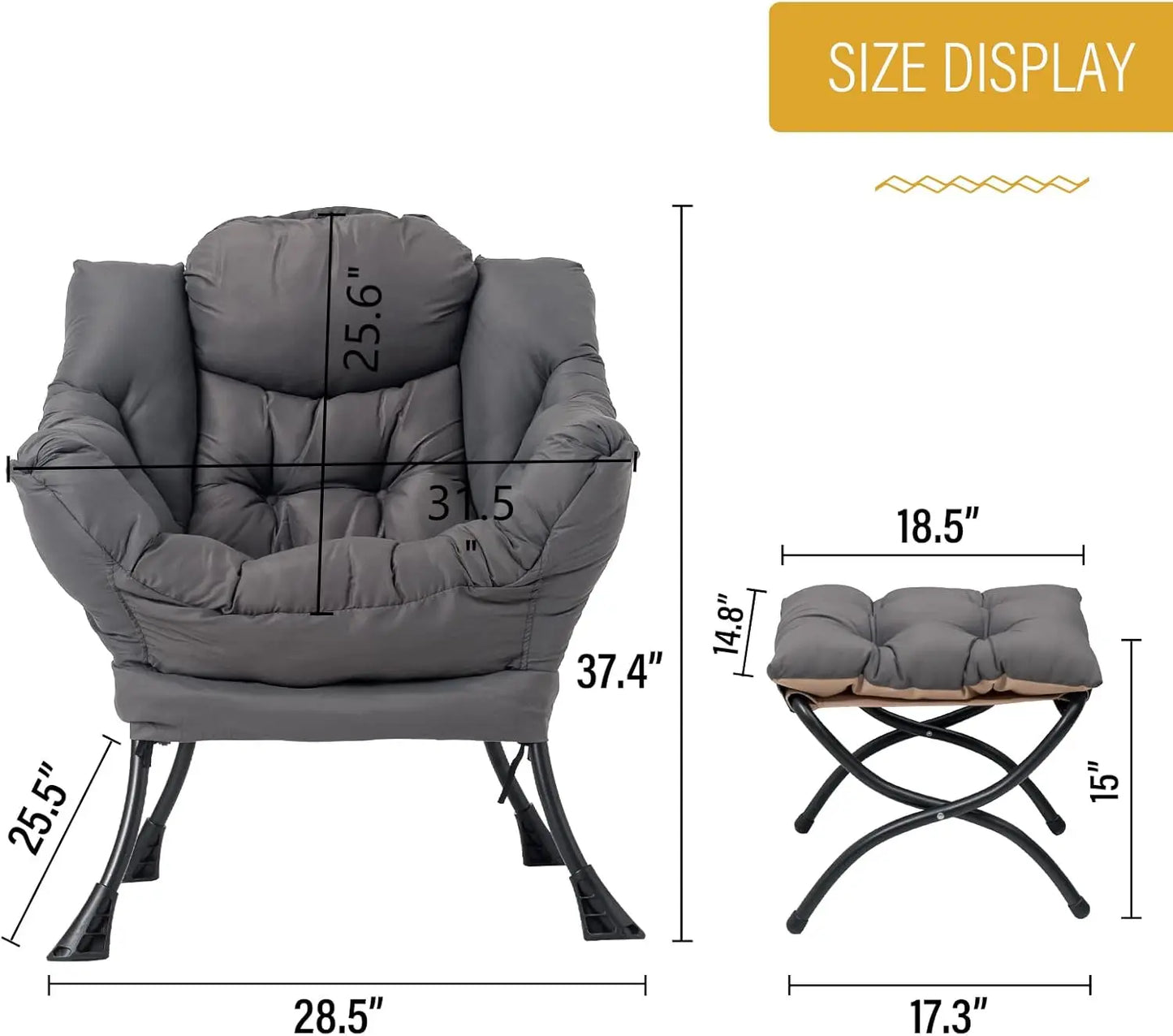 Modern Lounge Accent Chair with Armrests and a Side Pocket, Leisure Upholstered Sofa Chair Reading Chair with Footrest