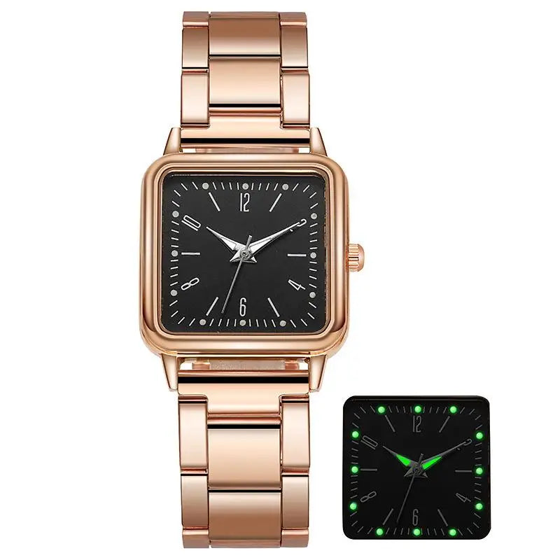 Luxury Women Watches Business Alloy Strap Wristwatch Ladies Quartz Watch Luminous Square Clock Gift Montre Femme Relogio