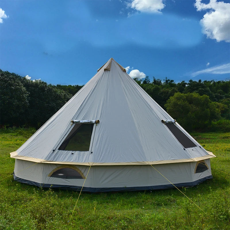 4Meters 6-10Persons Glamping Luxury Mongolia Yurt Family Hiking Antistorm Outdoor Camping Castle Tent Silver Coated UV Function