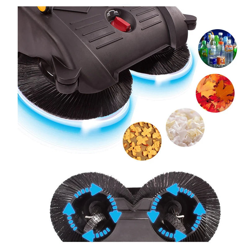 750 Hand Push Brush Road Street Leaf Floor Sweeper Outdoor Indoor Warehouse Cleaning Machine