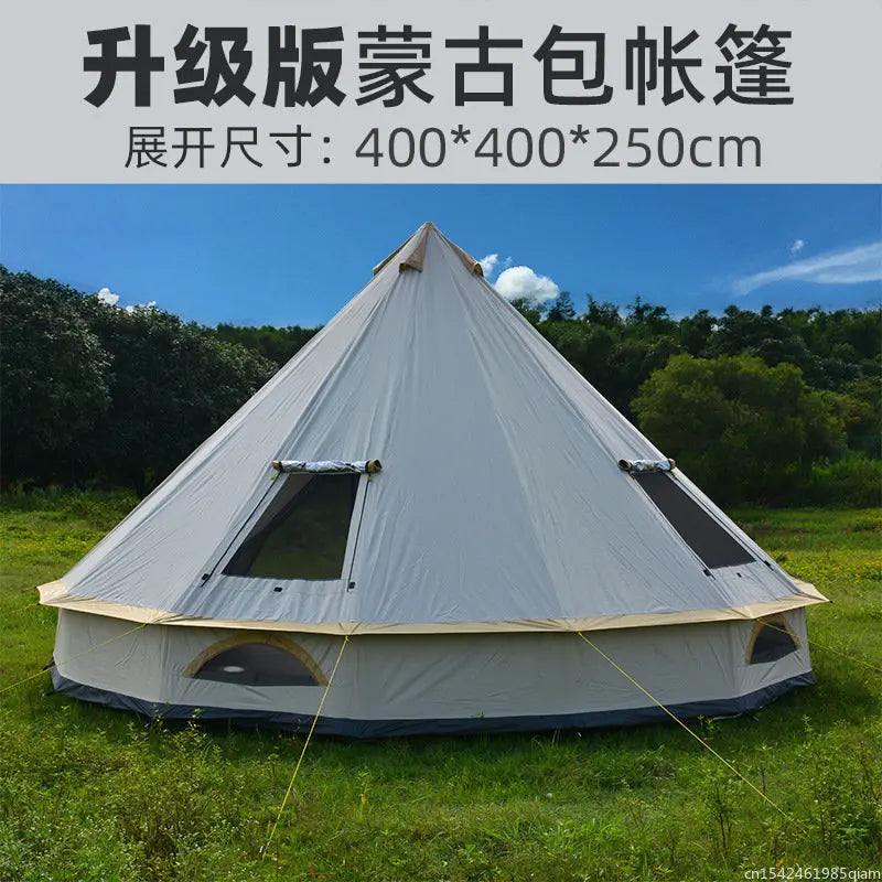 6-10Persons Luxury Mongolia Yurt Family Travel Hiking Antistorm Outdoor Camping Castle Tent Silver Coated UV Function