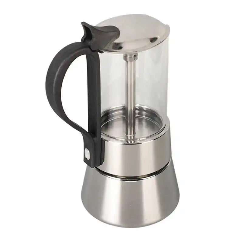 Pot Crystal Glass Top Stainless Steel Stovetop Pot Italian Coffee Maker for 4 Cups Italian coffee machine