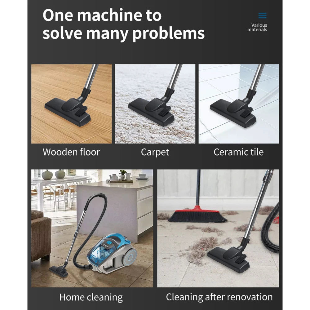 Electric Vacuum Cleaner 1500ML Wired Portable 2500W Powerful Dust Cleaning Machine Sweeper for Floors Carpet Furniture Window Coverings Sills Sofa Bed Home Business