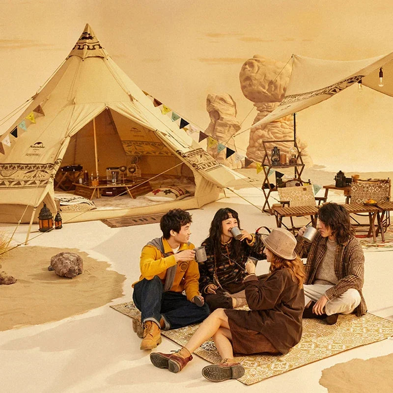 Outdoor Waterproof Tent Light Luxury Cotton Pyramid Camp Thickened Large Space Indian Tent Sunscreen Zanzariera Camping Tent