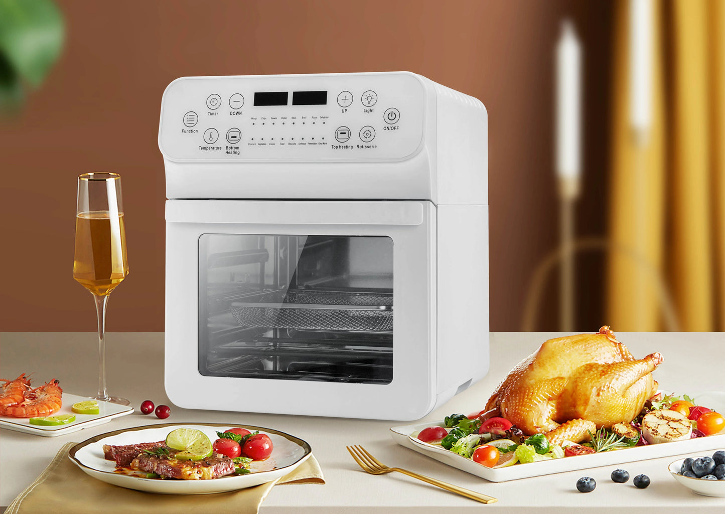 Digital Air Fryer 15L Chicken Without Oil Stainless Steel Toaster Oven Machine Steam Pressure Electric Deep Air Fryer