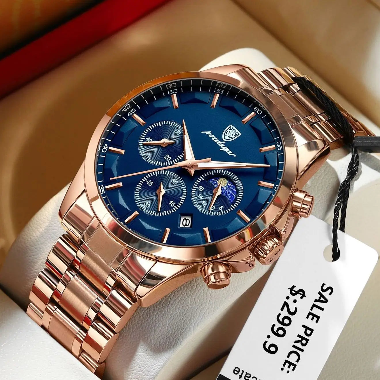 POEDAGAR 2023 Luxury Man Wristwatch Military Waterproof Luminous Chronograph Men Watch Stainless Steel Men's Quartz Watches+box