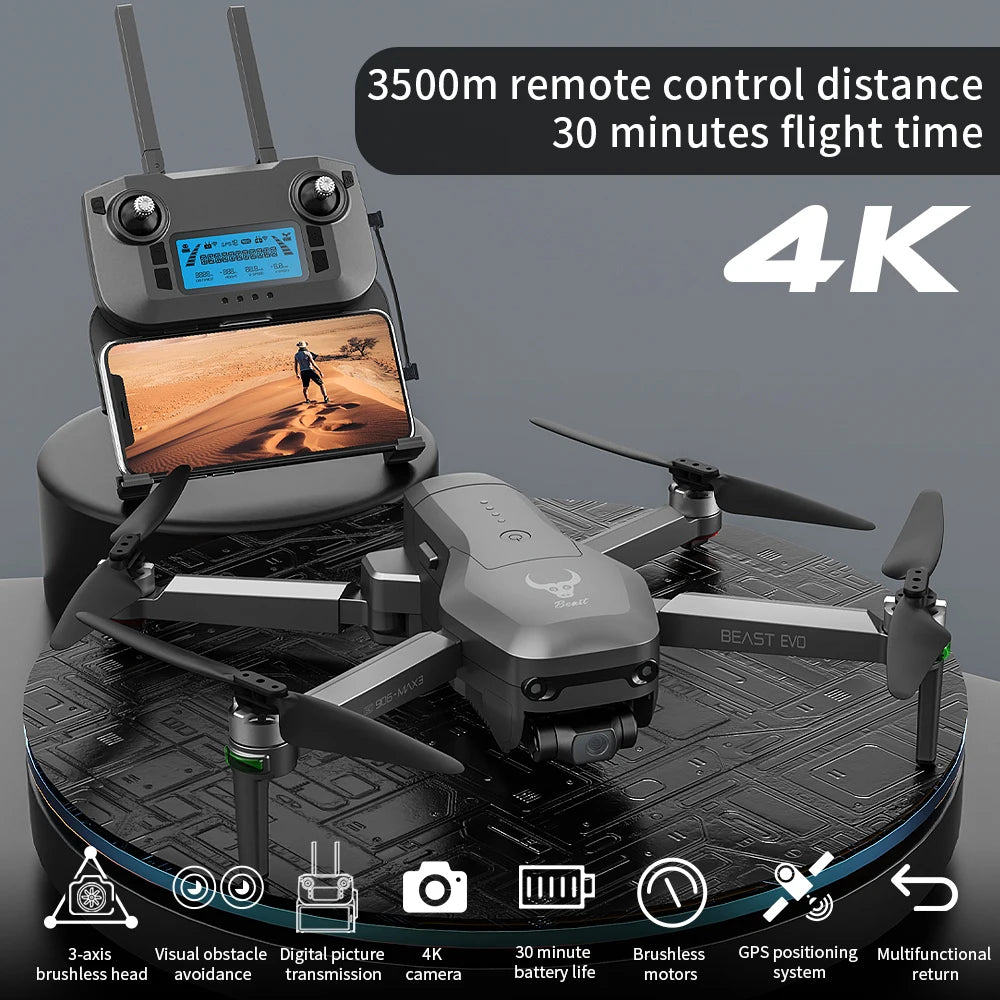 ZLL SG906 MAX3 Beast EVO Drone with 4K Camera Vision Obstacle Avoidance 3-axis Gimbal Digital Image Sensor 3.5KM 30Mins RC Drone