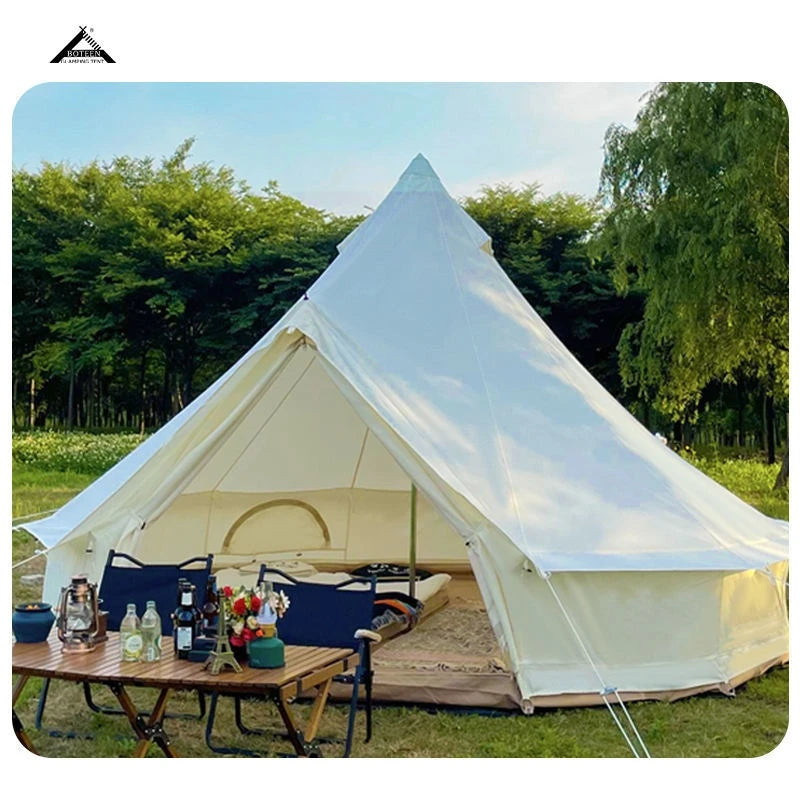 Luxury Family Camping Waterproof Sibley Outdoor Glamping Cotton Canvas Bell Tent