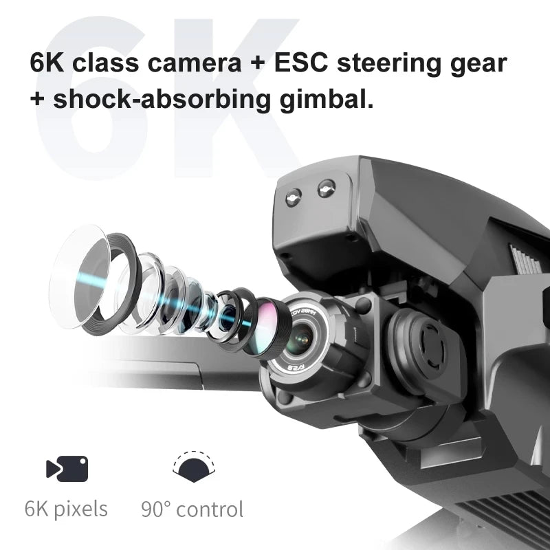 Professional Drone with 4K HD 2-Axis Gimbal 6K Camera 5G Wifi GPS Supports 64G TF Card FPV Drones RC Distance 2KM Quadcopter