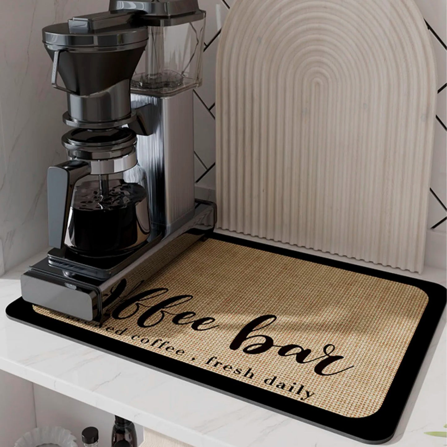 Coffee Mat Coffee Maker Espresso Machine Mat Kitchen Accessories for Countertops Bar Table Absorbent Dish Drying Coffeware