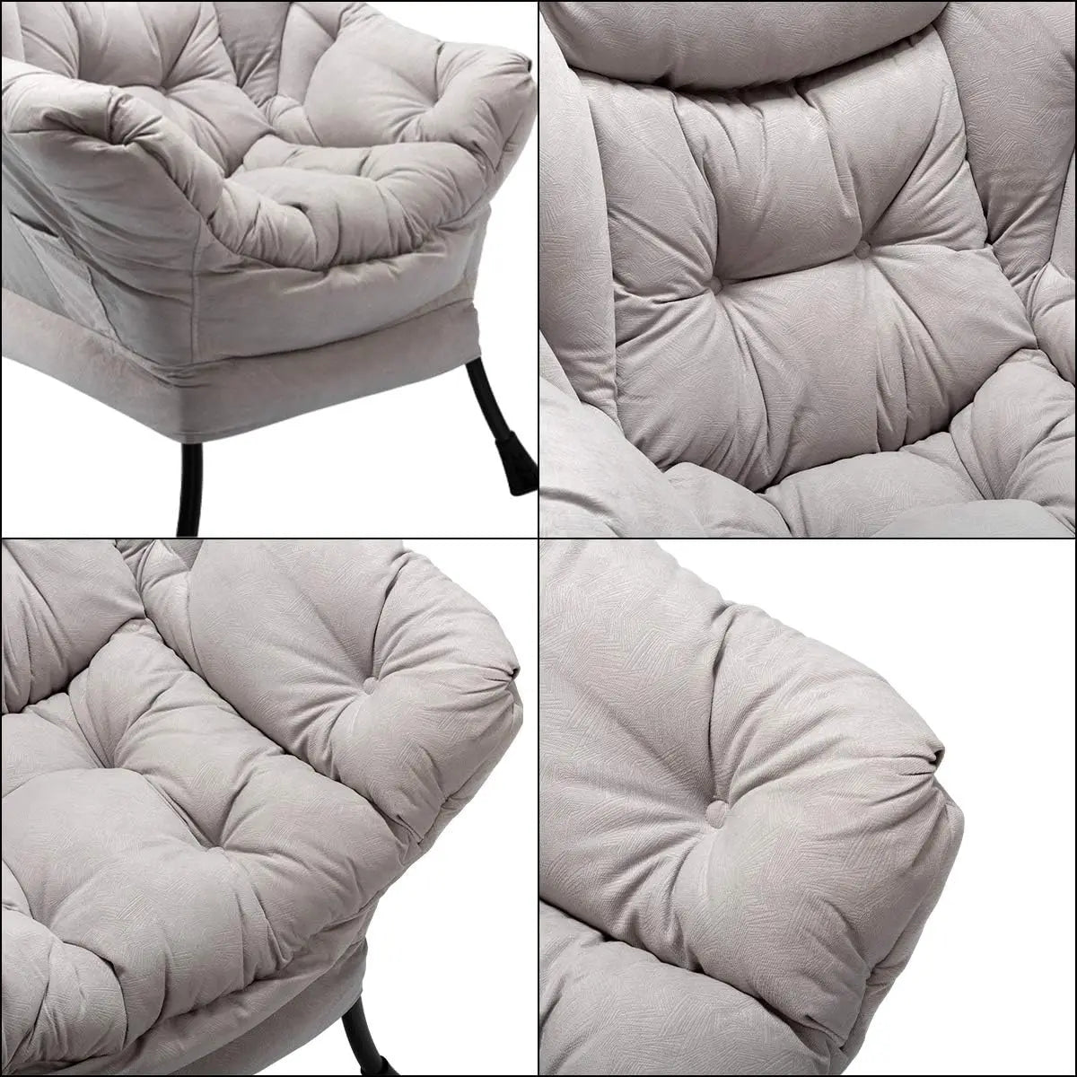 Fabric Lazy Chair with Foldable Ottoman,Accent Comfy Lounge Arm Chair and Folding Footrest Stool Set, Leisure Sofa Reading Chair