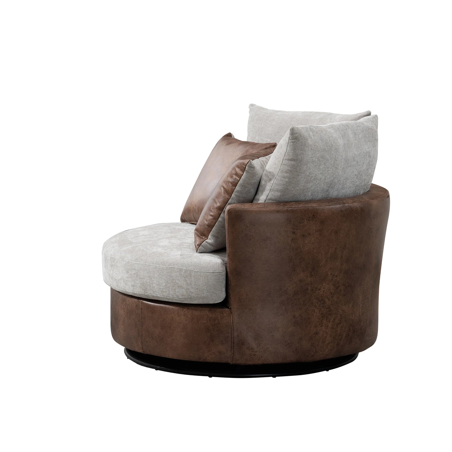 42.2"W Swivel Accent Barrel Chair and Sofa With 4 Pillows 360 Degree Swivel Round Sofa Oversized Arm Chair Cozy Club Chair