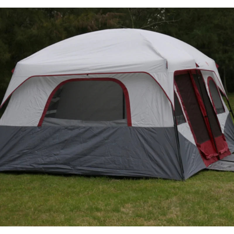 Big Space Outdoor Camping Tents 8-12 Persons Double Layers 2 Rooms 1 Living Room Luxury Waterproof Camping Tent