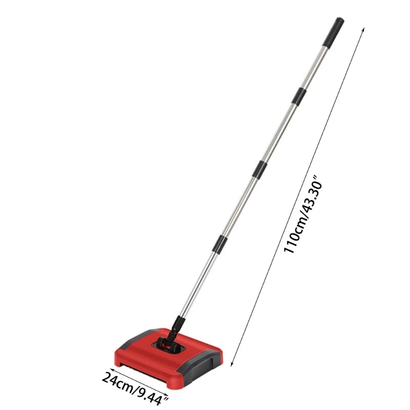 Broom Rotatory Brush Sweeping Machine Floor Sweeper Built-in Trash Can