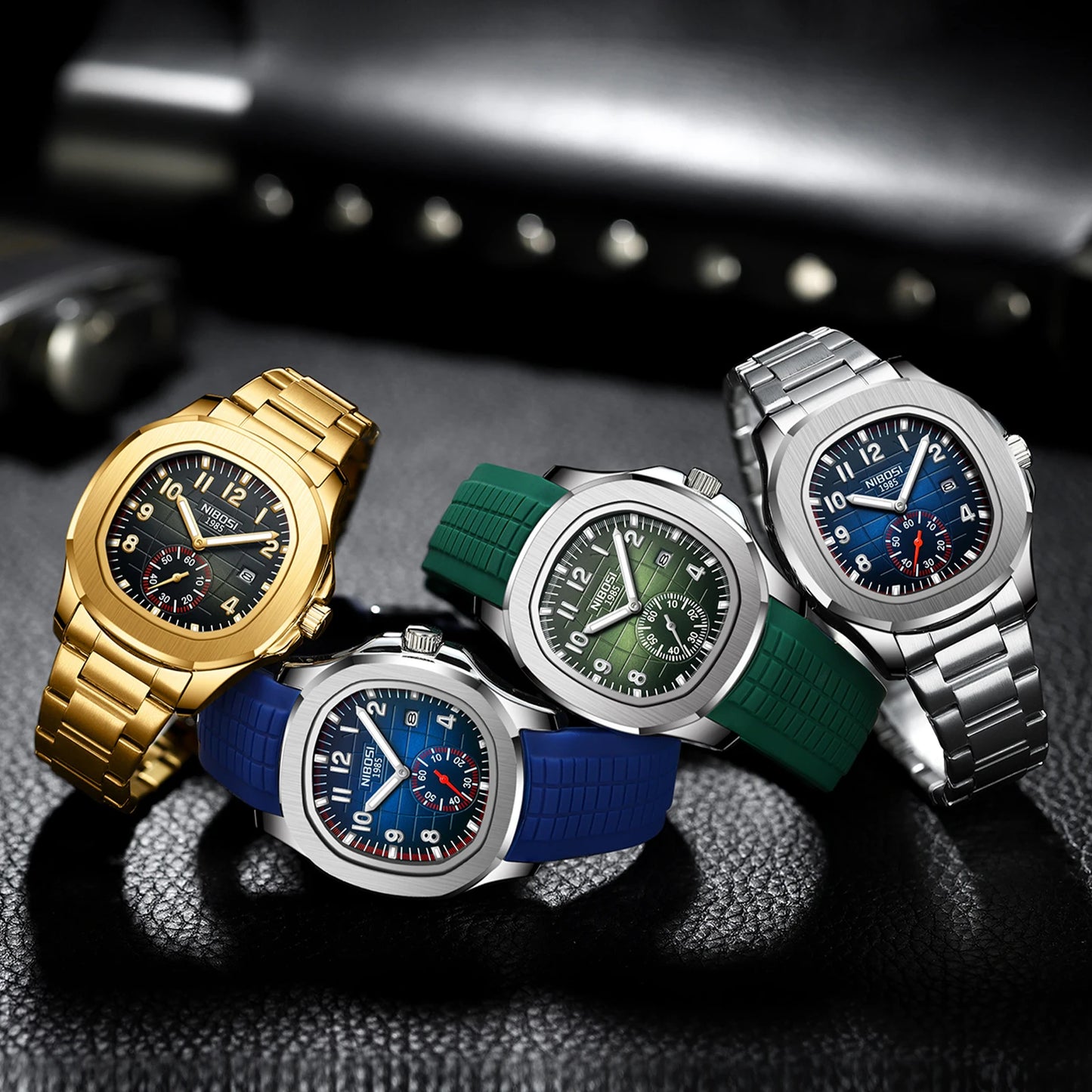 NIBOSI Brand Luxury Men Watch Stainless Steel Luminous Date Watch Rhombus Casual Luminous Watches for Men relogios masculino