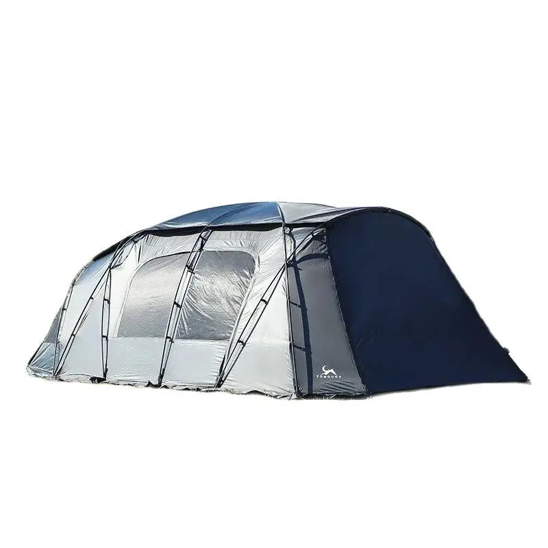 6-8 Person Luxury Black Glue Outdoor Camping Tunnel Family Tent Car SUV Beach Awning Team Hiking Canopy Mountaineering Shelter