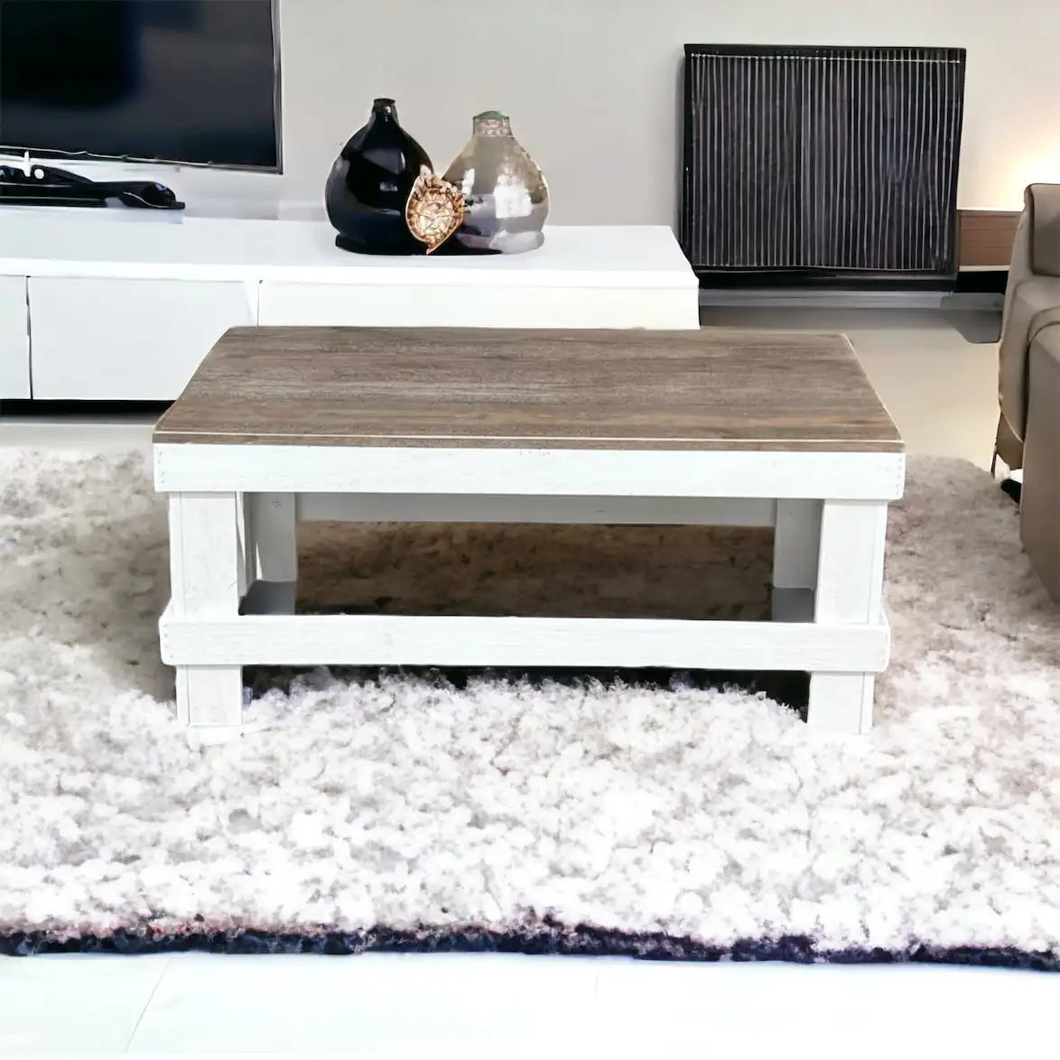 Rustic Wood Rectangular Coffee Table
