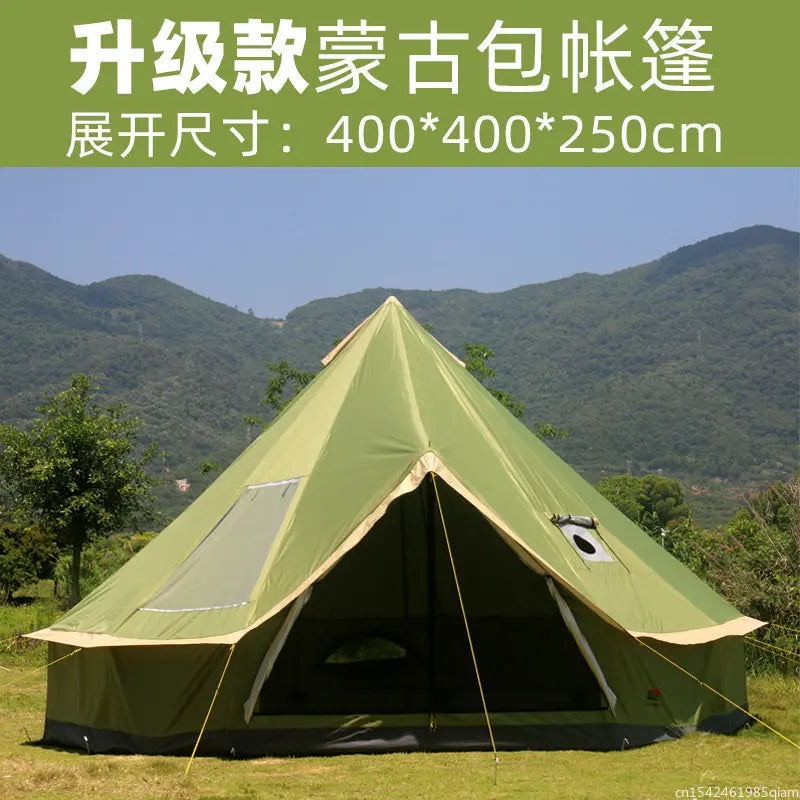 6-10Persons Luxury Mongolia Yurt Family Travel Hiking Antistorm Outdoor Camping Castle Tent Silver Coated UV Function