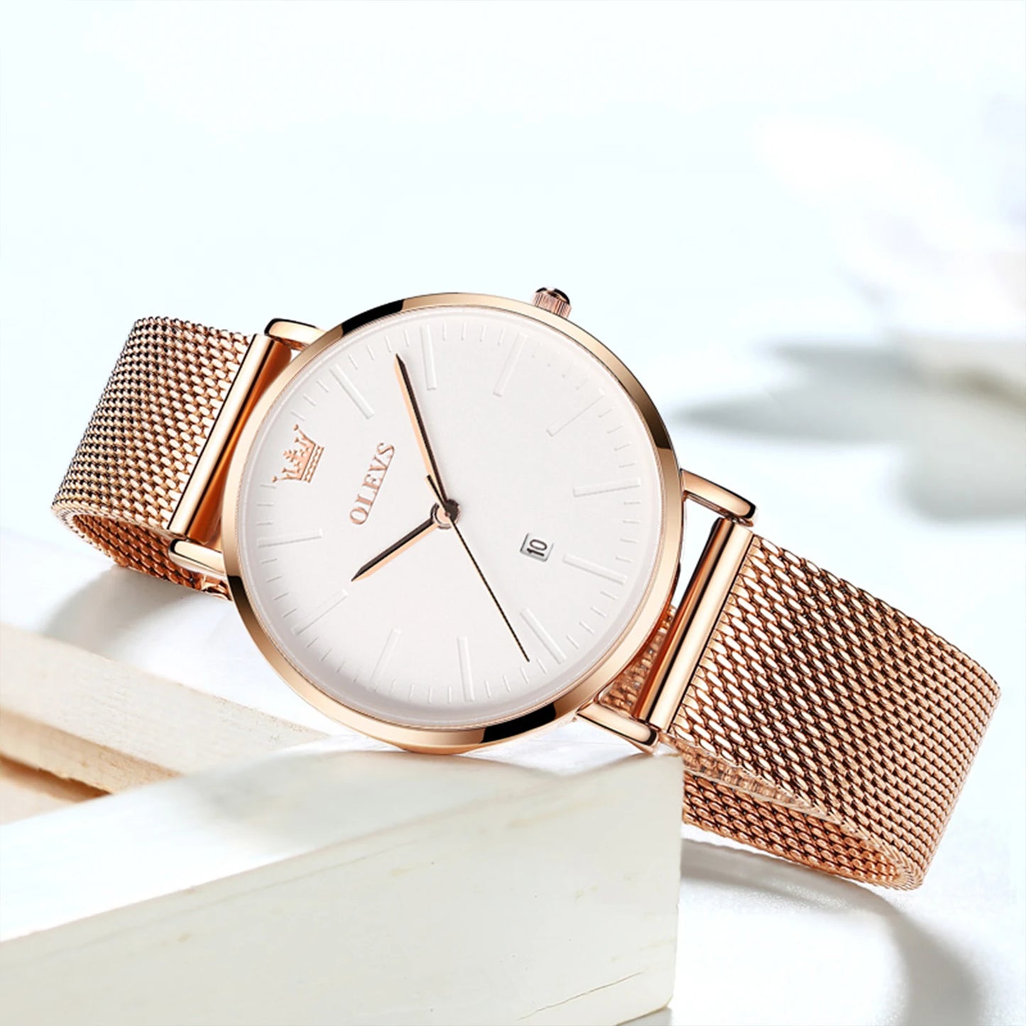 OLEVS Luxury Rose Gold Women Bracelet Watches Top Brand Ladies Casual Quartz Watch Stainless Steel Wristwatch Montre Femme