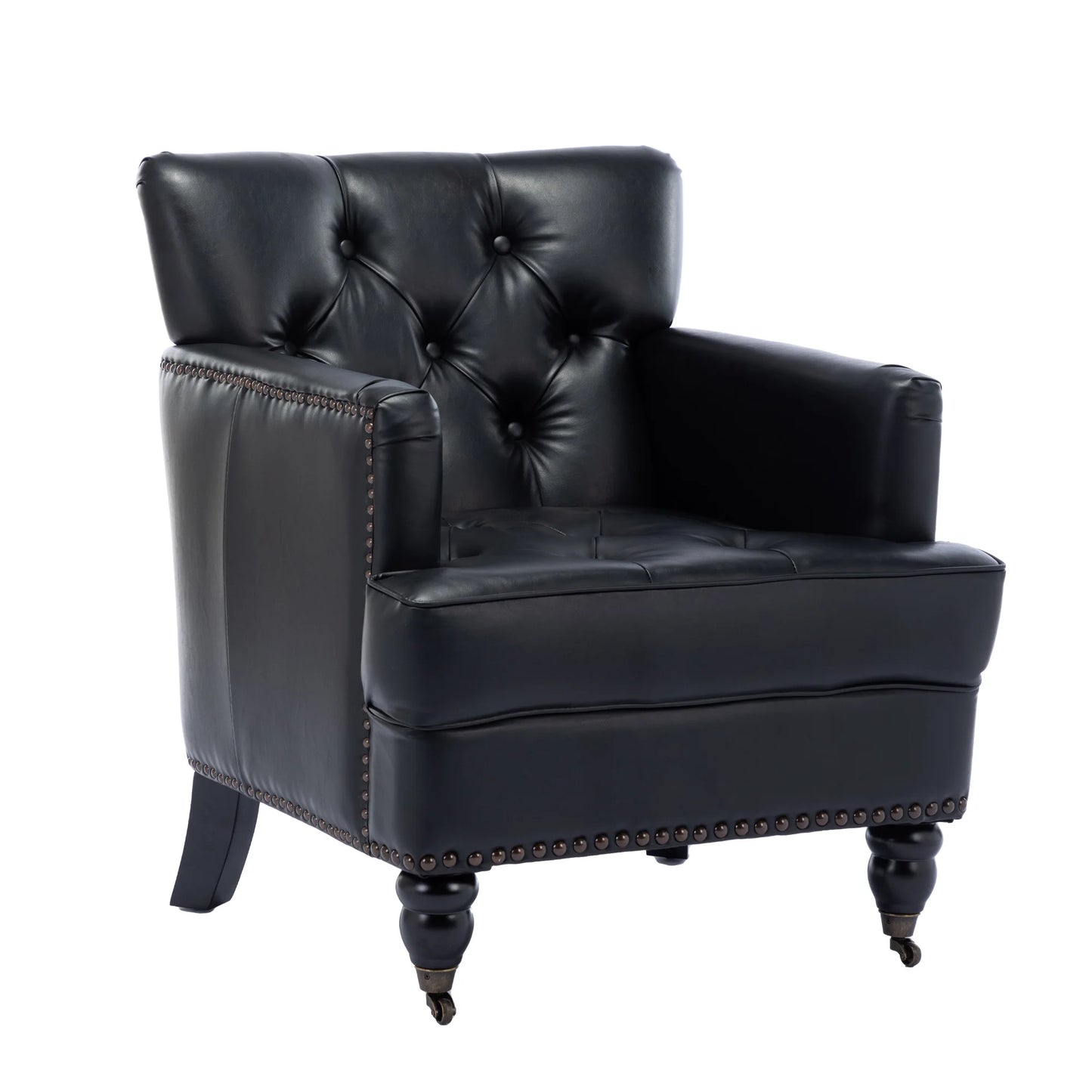 Modern Style Accent Chair for Living Room,PU Leather Club Chair ,Black