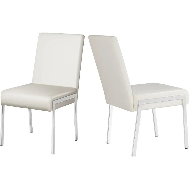 KithKasa Modern Faux Leather Upholstered Dining Chairs Set of 2, Accent Chairs with Chromed Metal Legs for Kitchen Dining Room