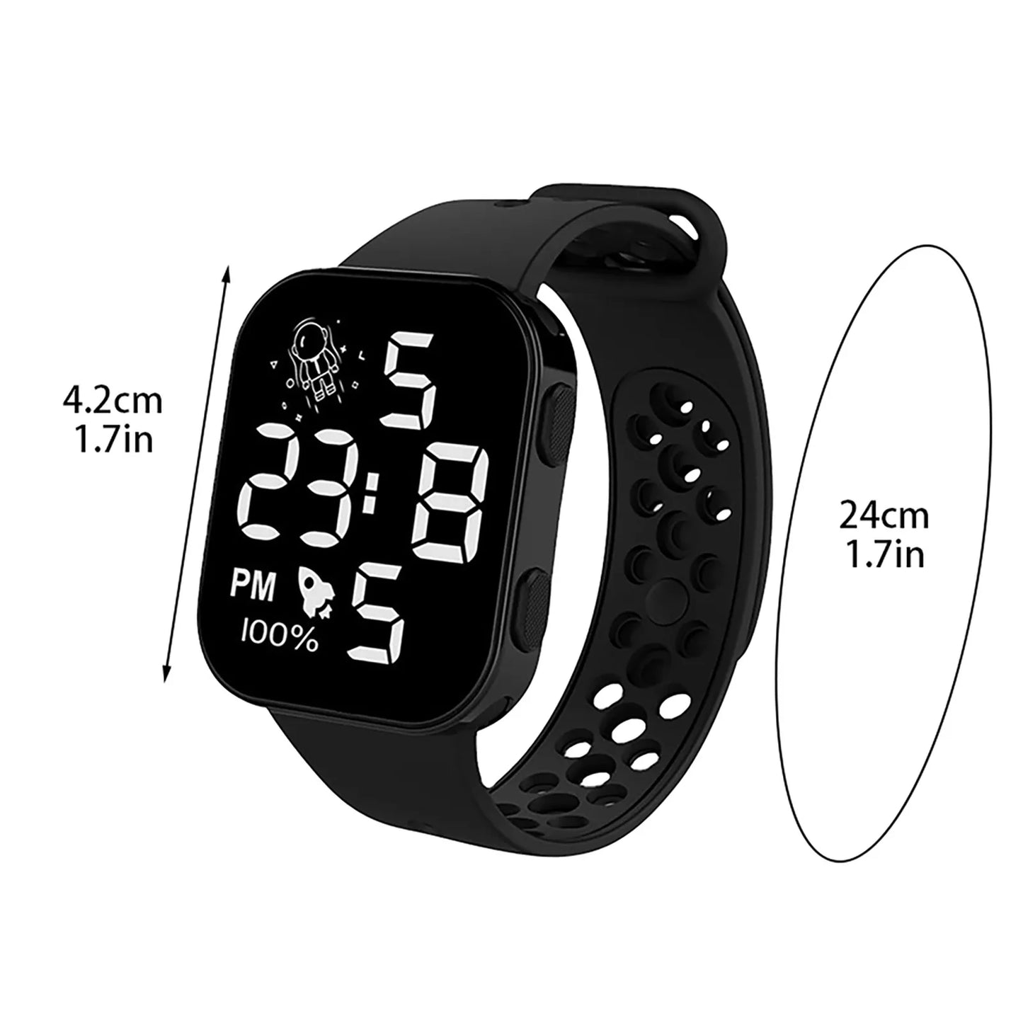 Children'S Sports Watches Outdoor Electronic Square Dial Watches Of Students Silicone Band Time Display Wristband Girls Boys