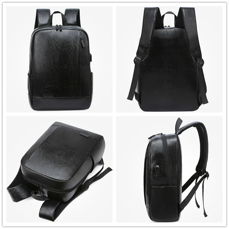 Men's PU Leather Laptop Backpack Waterproof Usb Charging Lightness Backpacks Outdoor Travel School Bagpacks Fitness Bag