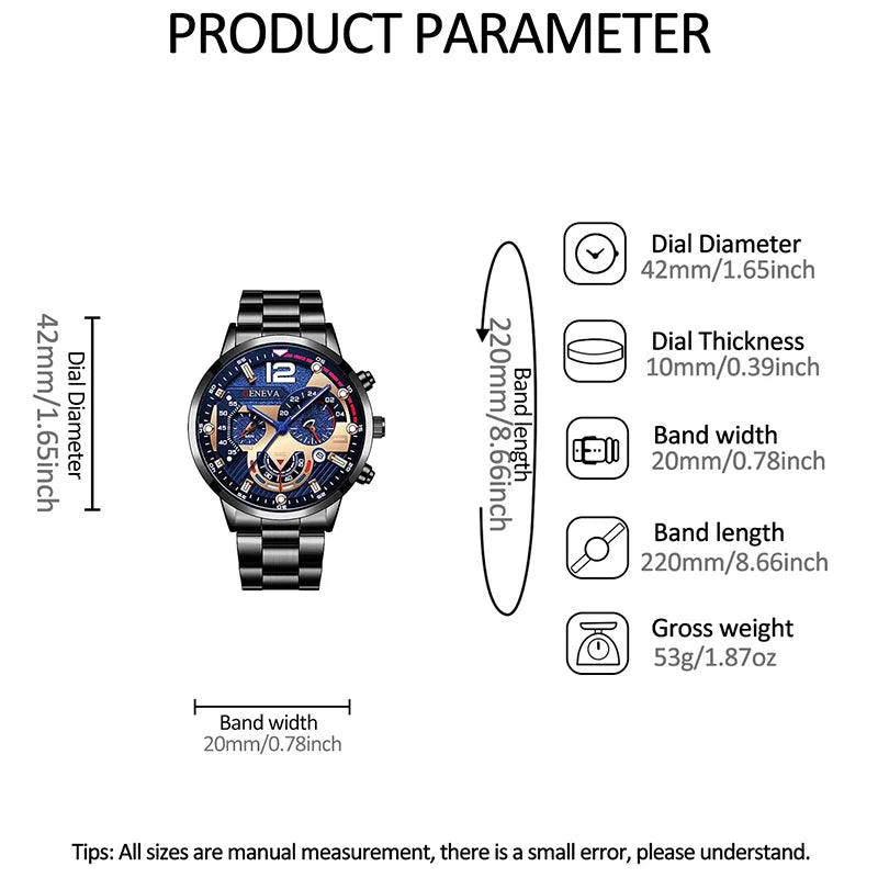 Fashion Mens Stainless Steel Watches Luxury Quartz Wristwatch Calendar Luminous Clock Men Business Casual Watch Reloj Hombre
