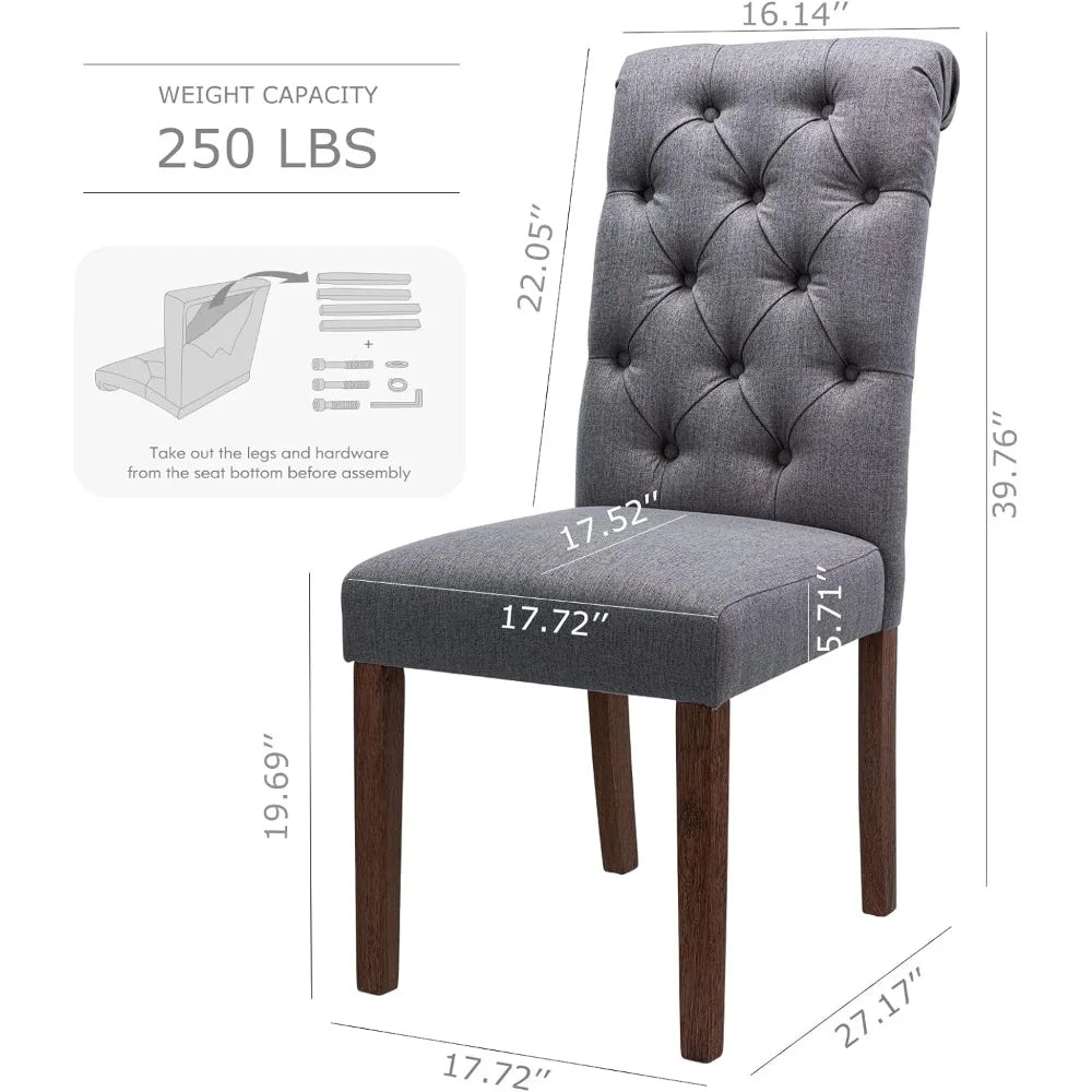 Button Tufted Dining Chairs Set of 2, Accent Parsons Diner Chair Upholstered Fabric Dining Room Chairs Stylish Kitchen Chairs