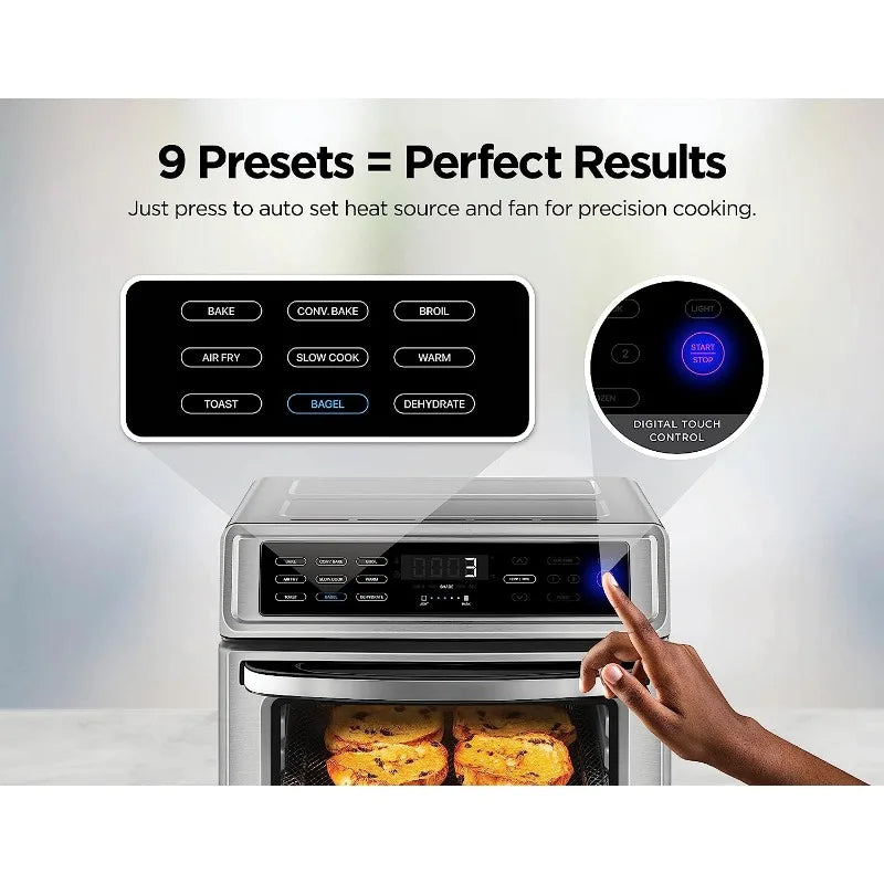 CHEFMAN Air Fryer Toaster Oven XL 20L, Healthy Cooking & User Friendly, Countertop Convection Bake & Broil, 9 Cooking Functions