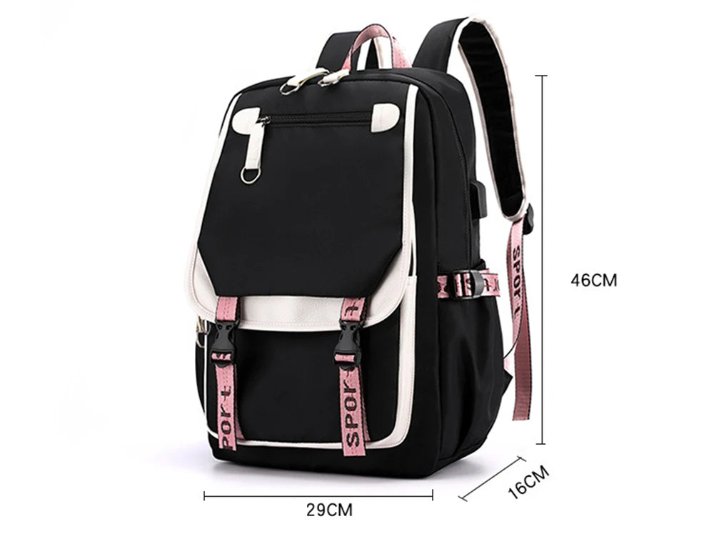 Disney Mickey Minnie Mouse Women Men Rucksack Travel Bag Mochila Backpacks Teenager USB Charging Laptop Backpack