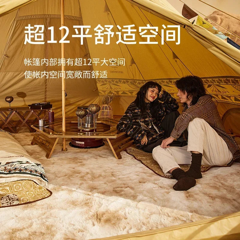 Outdoor Waterproof Tent Light Luxury Cotton Pyramid Camp Thickened Large Space Indian Tent Sunscreen Zanzariera Camping Tent