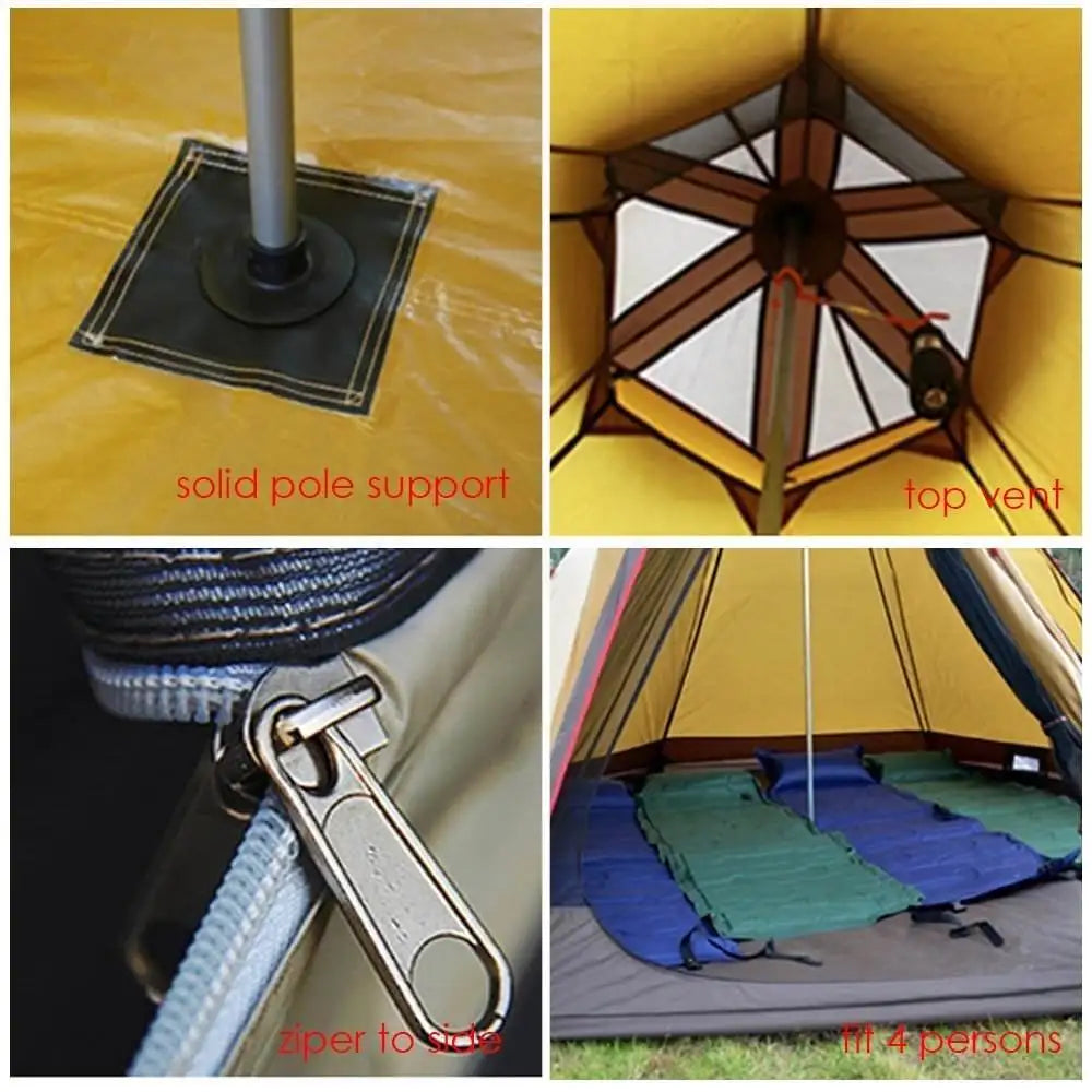 Indian Style Pyramid Tipi Tent UNI Double Door Waterproof Mesh Teepee Camping Luxury Mongolian Yurt Family Tent Lightweight