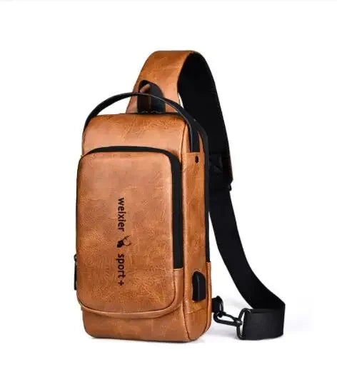 New Men Shoulder Bag USB Charging Sport Sling Pack Backpack Cross body Chest Bag Anti-theft Travel Male Side Messenger Bag bolso