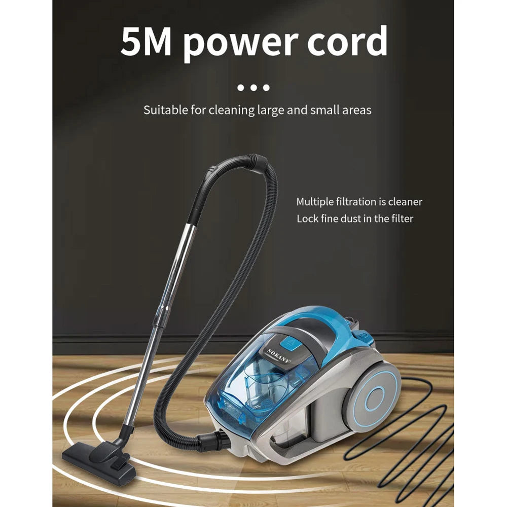 Electric Vacuum Cleaner 1500ML Wired Portable 2500W Powerful Dust Cleaning Machine Sweeper for Floors Carpet Furniture Window Coverings Sills Sofa Bed Home Business