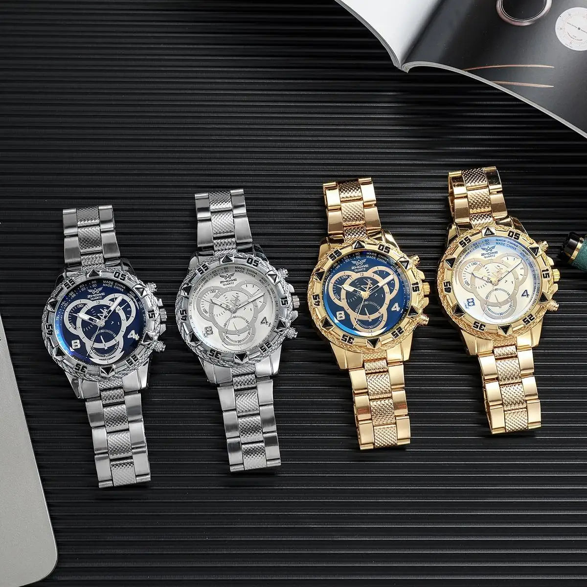 Rock Heavy Popular Big Dial Men Quartz Watches horloges mannen мужские часы Luxury Brand Men's Wristwatch Relogio Masculino Saat
