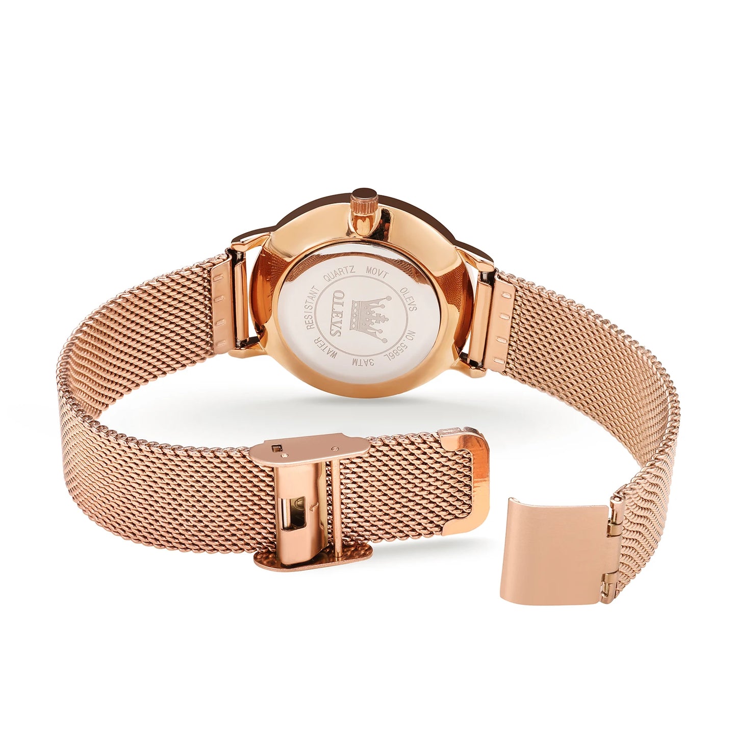 OLEVS Luxury Rose Gold Women Bracelet Watches Top Brand Ladies Casual Quartz Watch Stainless Steel Wristwatch Montre Femme