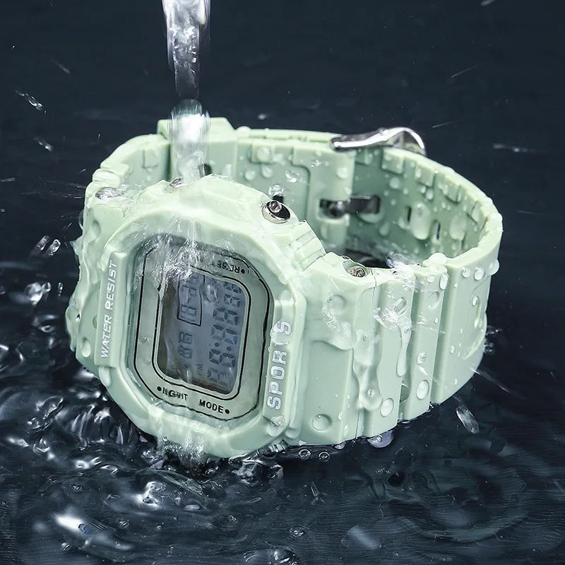 Sports Watch Boys Girls Student LED Electronic Watch Colorful Men Women Square Digital Watches Waterproof Rubber Clock