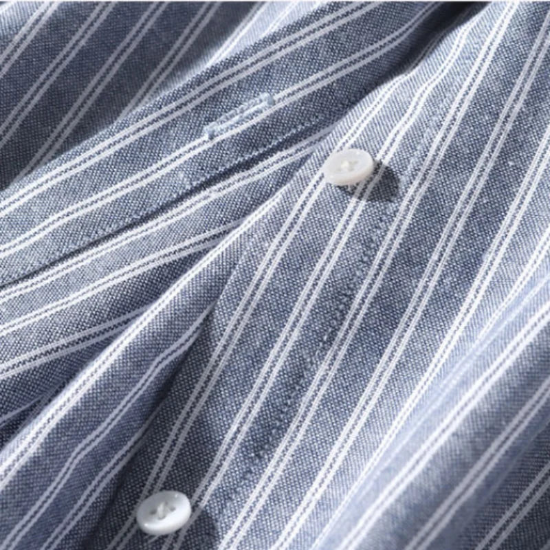 3/4 Sleeve Polo Collar Button Front Versatile Striped Shirt Autumn and Winter Version Commuter Women's Clothing
