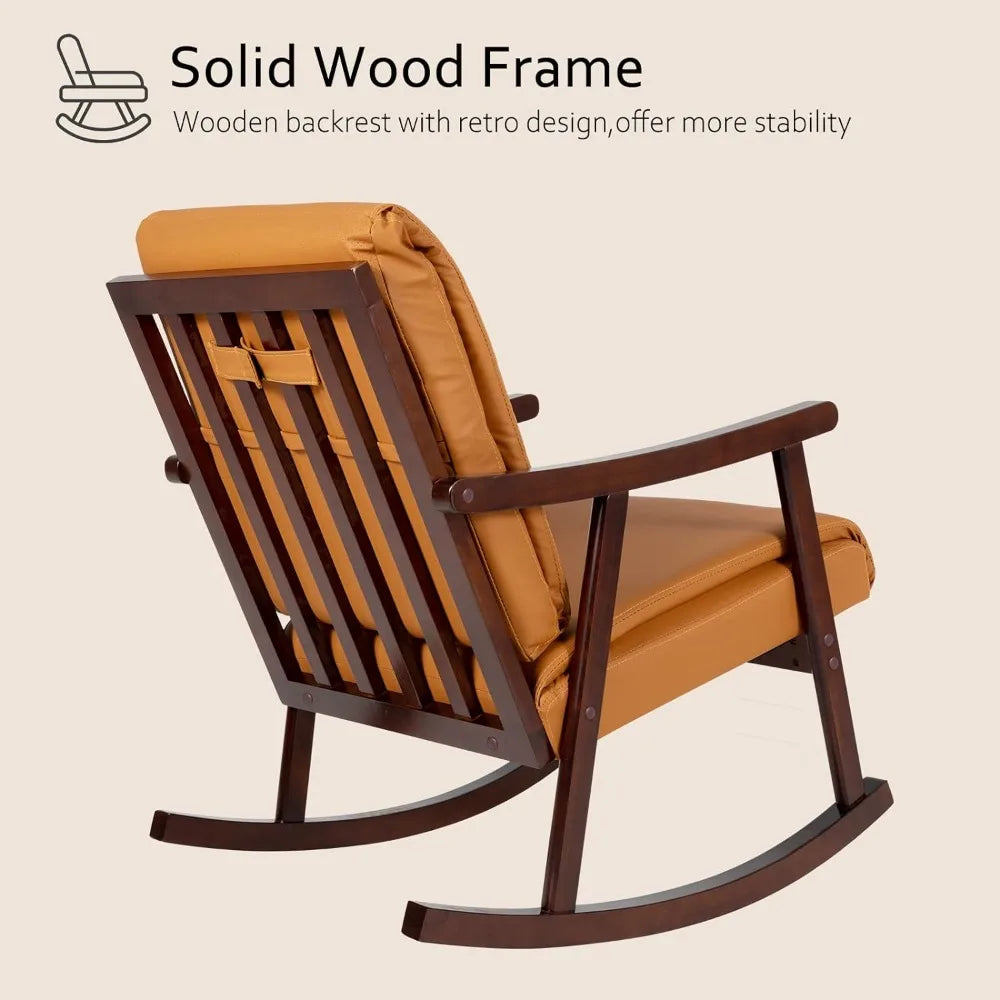 Rocking Chair Nursery with Ottoman, Mid Century Modern Accent Armchair for Nursery Bedroom Living Room , Nursery Rocking Chair.