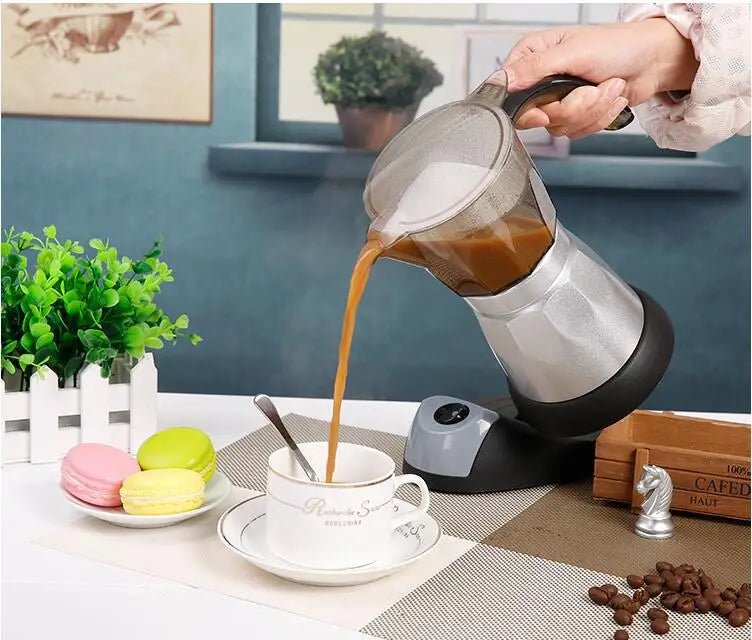 220V 480W 3-Cups Electric Tea Coffee Maker Pot Cafetera Machine Mocha Removable Coffee Kitchen Tool Home Office