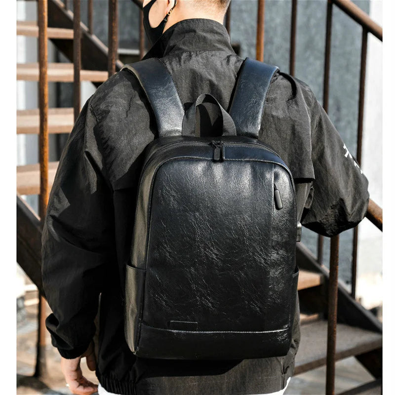 Men's PU Leather Laptop Backpack Waterproof Usb Charging Lightness Backpacks Outdoor Travel School Bagpacks Fitness Bag
