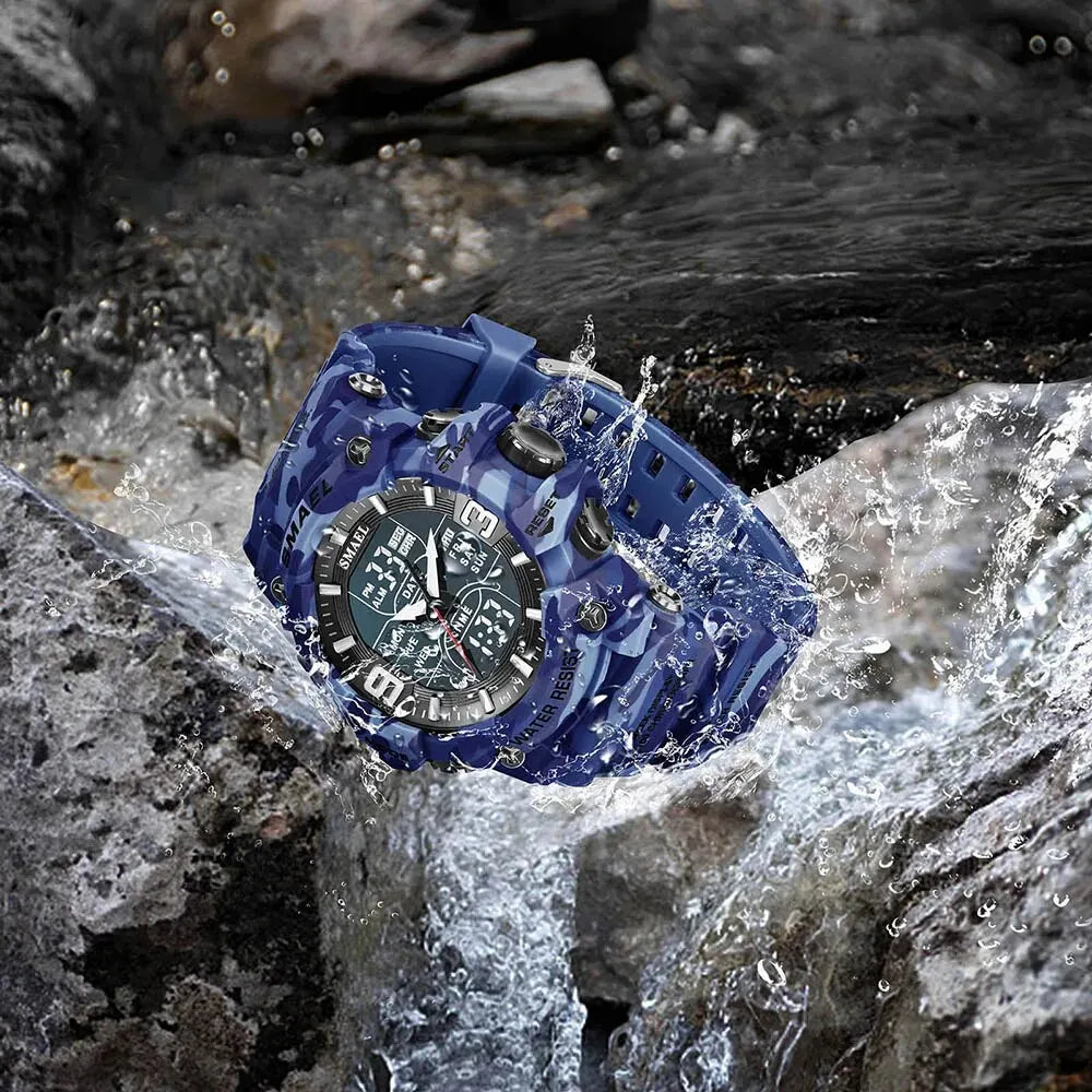 SMAEL 8049MC Camouflage New Style Digital Waterproof Sports Watches Men's Shock Analog Dual Display Watch