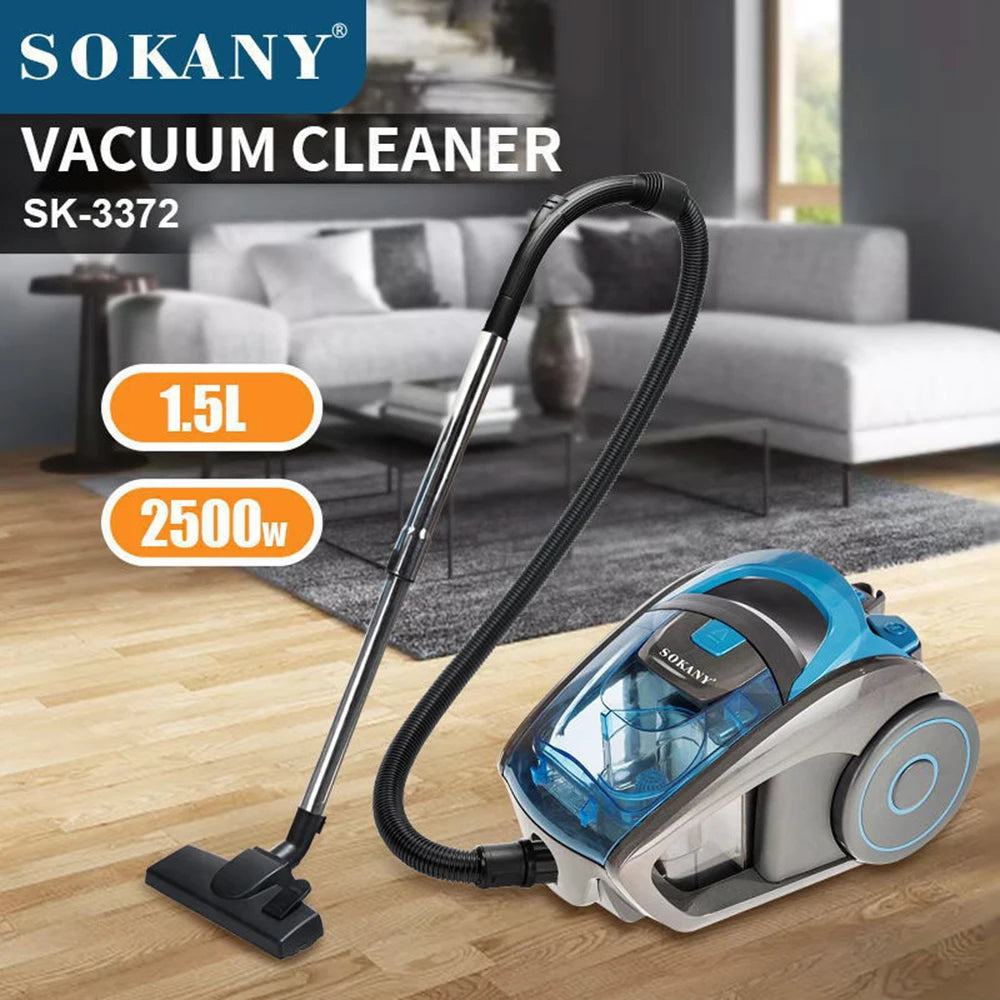 Electric Vacuum Cleaner 1500ML Wired Portable 2500W Powerful Dust Cleaning Machine Sweeper for Floors Carpet Furniture Window Coverings Sills Sofa Bed Home Business