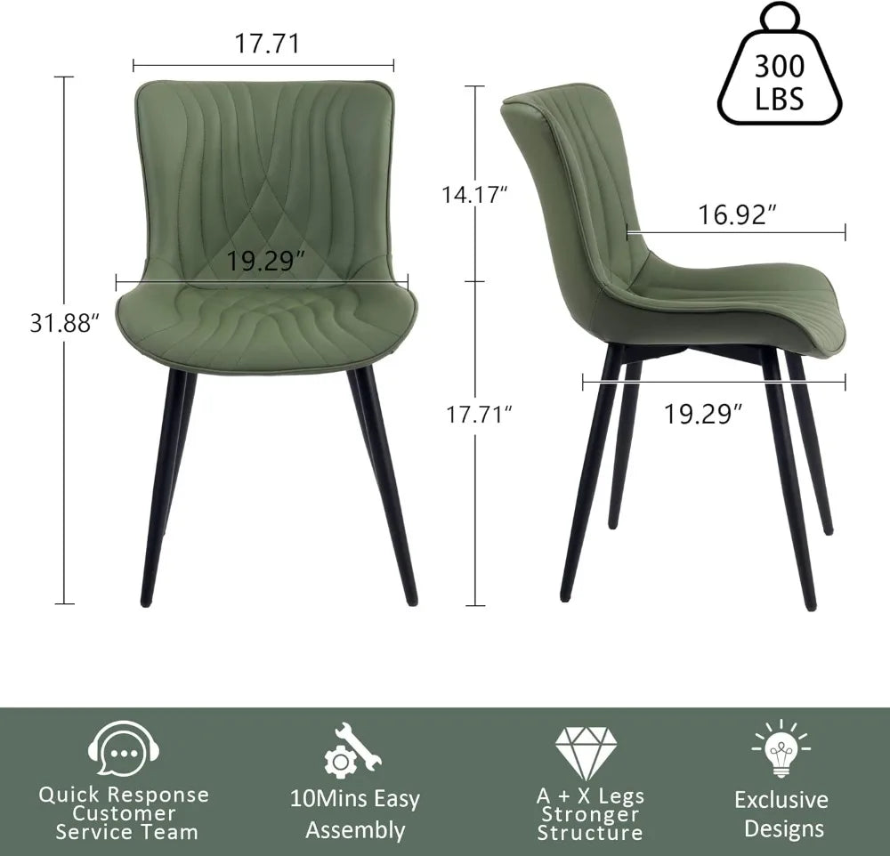 YOUTASTE Dining Chairs Set of 2 Upholstered Mid Century Modern Kitchen Dining Living Room Chairs Armless Faux Leather Accent