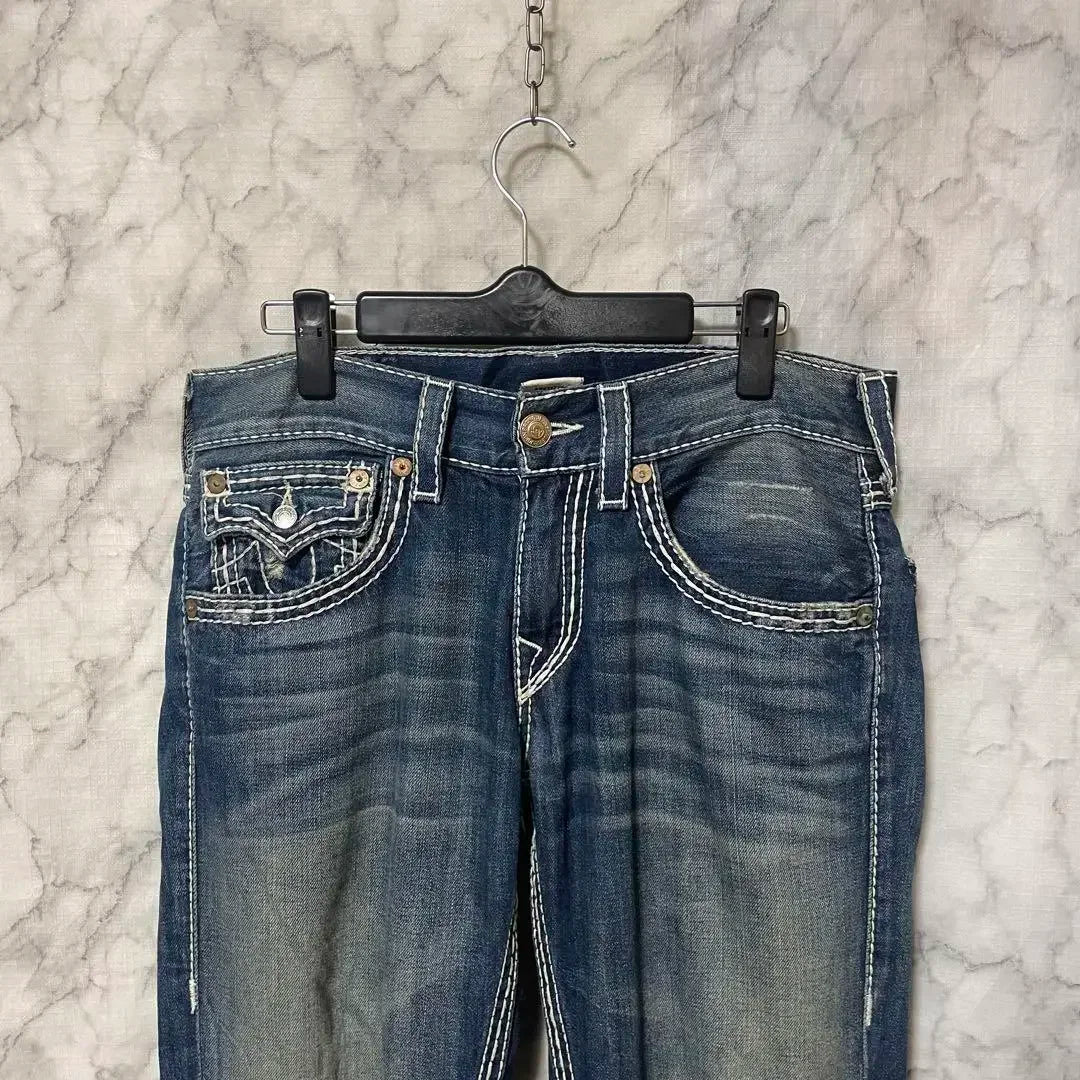 90‘s Vintage True Religion Low Rise Y2K Super T Bootcut Flared Street Denim Pants Harajuku High Waist Straight Wide Leg Jeans
