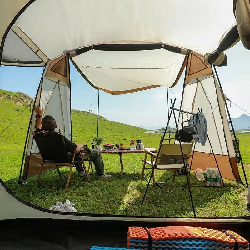 Tunnel camping tent luxury Camping one room two rooms family style large space for family