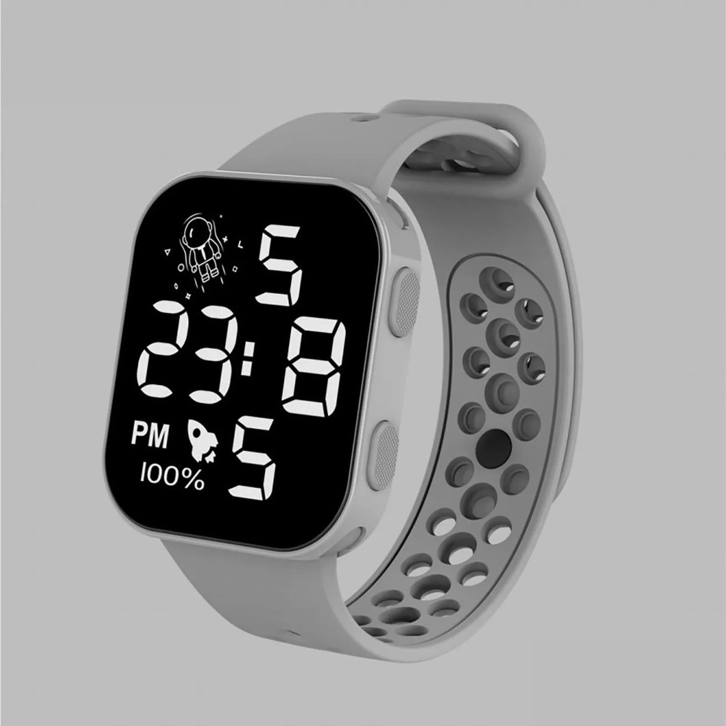 Children'S Sports Watches Outdoor Electronic Square Dial Watches Of Students Silicone Band Time Display Wristband Girls Boys