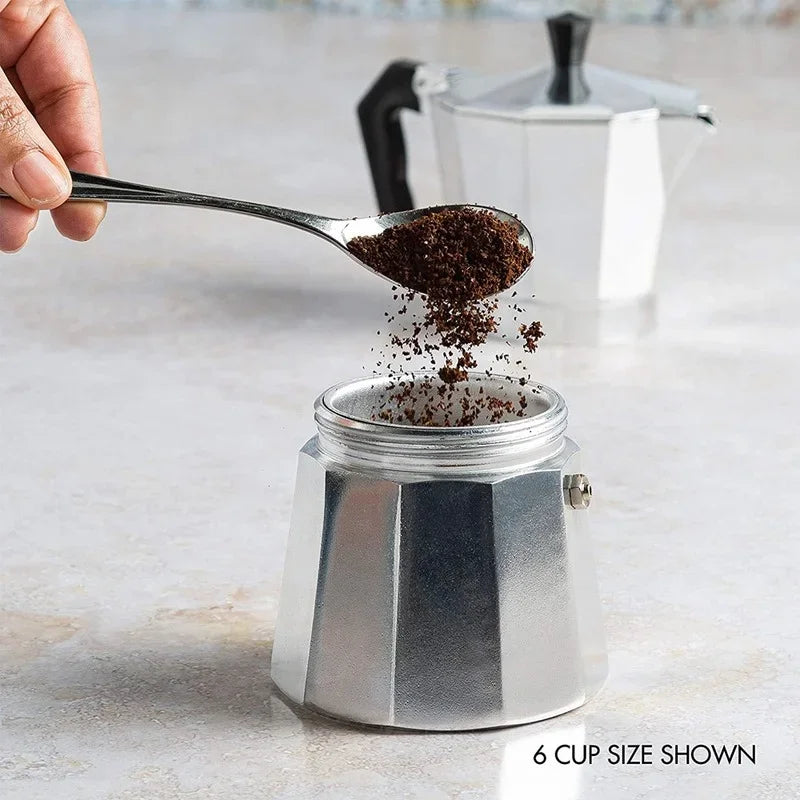 Moka Pot Italian Coffee Machine Espresso Aluminum Geyser Coffee Maker Kettle Latte Stove Classic Coffee Barista Accessories600ml