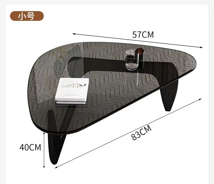 Transparent Tempered Glass Coffee Tables Oval Drop Tables Solid Wood Center Table for Living Room Modern Minimalist Tea Table